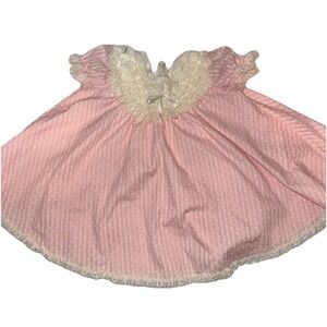 Vintage Bryan Pink Frilly Dress Polka Dot Size 24 Months